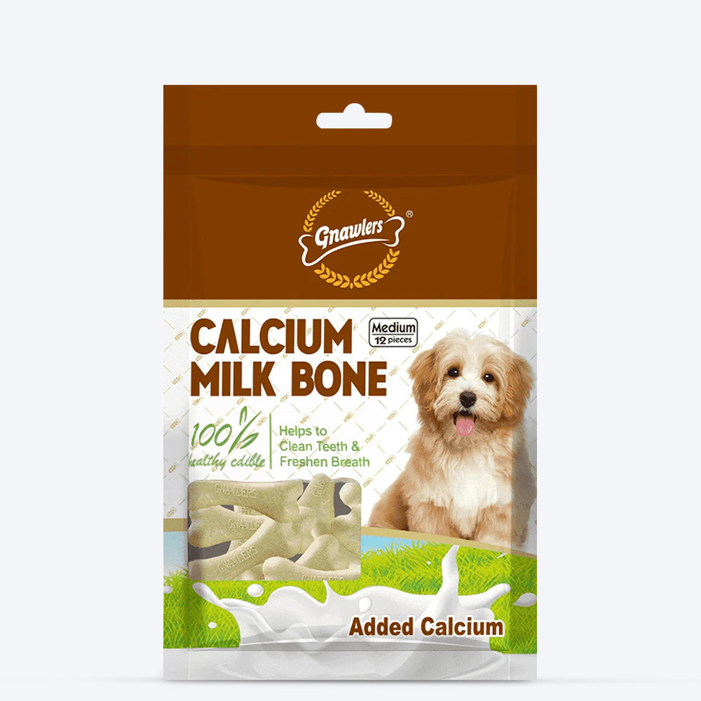 Gnawlers Calcium Milk Bone Dog Treats - Medium - Heads Up For Tails