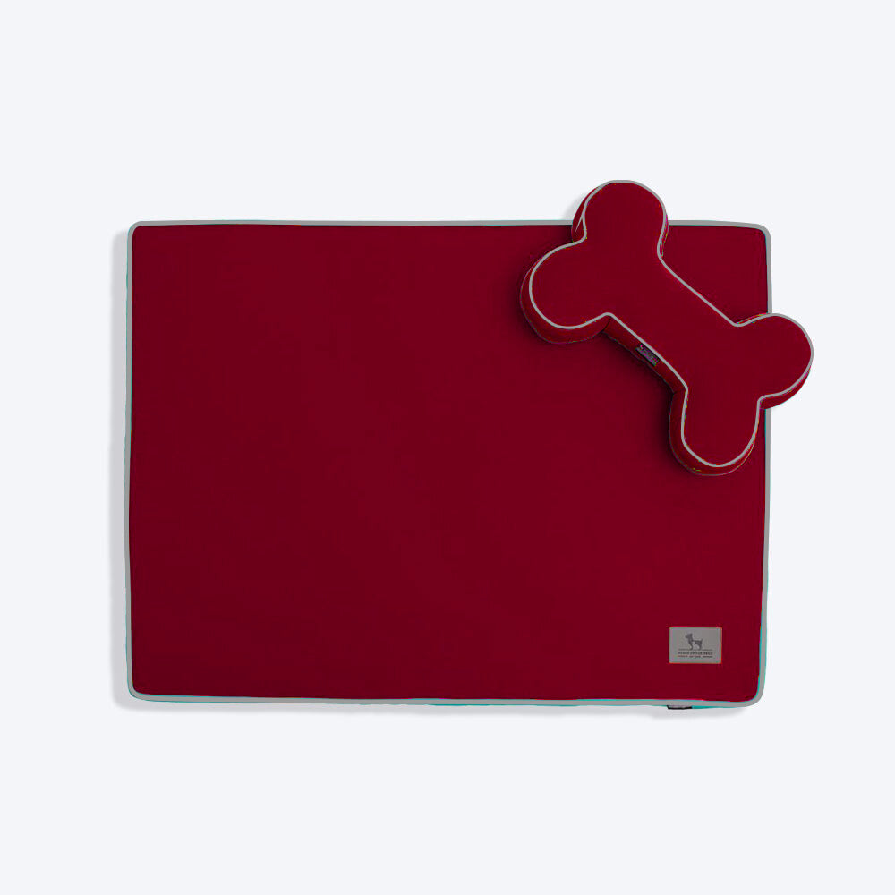 HUFT Made To Order Orthopaedic Dog Bed (Free Bone Cushion) - Maroon - Heads Up For Tails