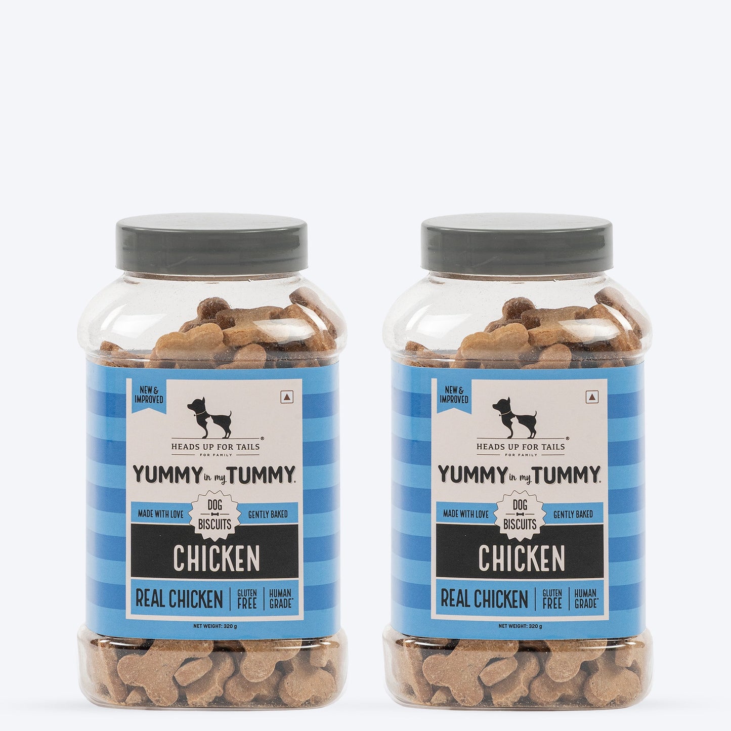HUFT Yummy In My Tummy Chicken Gluten-Free Dog Biscuits 100% Human-Grade, Oven-Baked, Wheat-Free Treats - Heads Up For Tails