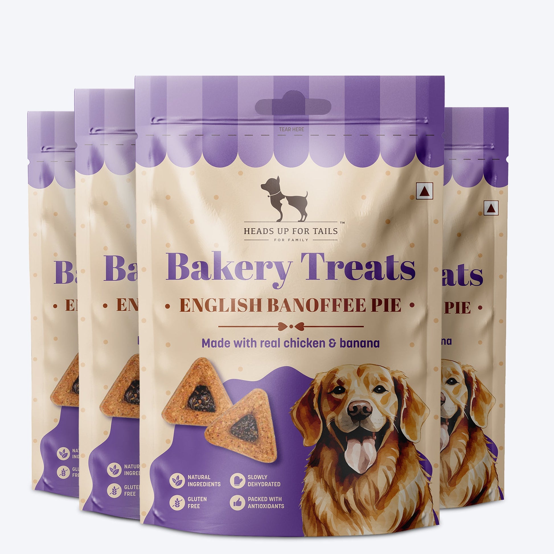 HUFT Dessert English Banoffee Pie Made With Real Chicken & Banana Treat For Dog - 100 gm - Heads Up For Tails