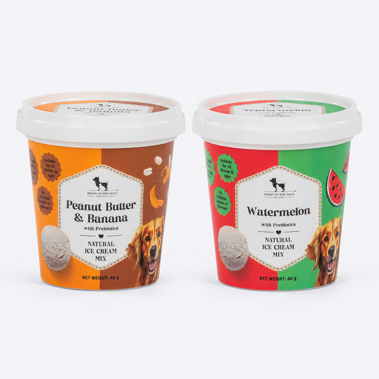 HUFT Dog Ice Cream Peanut Butter Banana & Watermelon With Prebiotics Mix Treat Combo