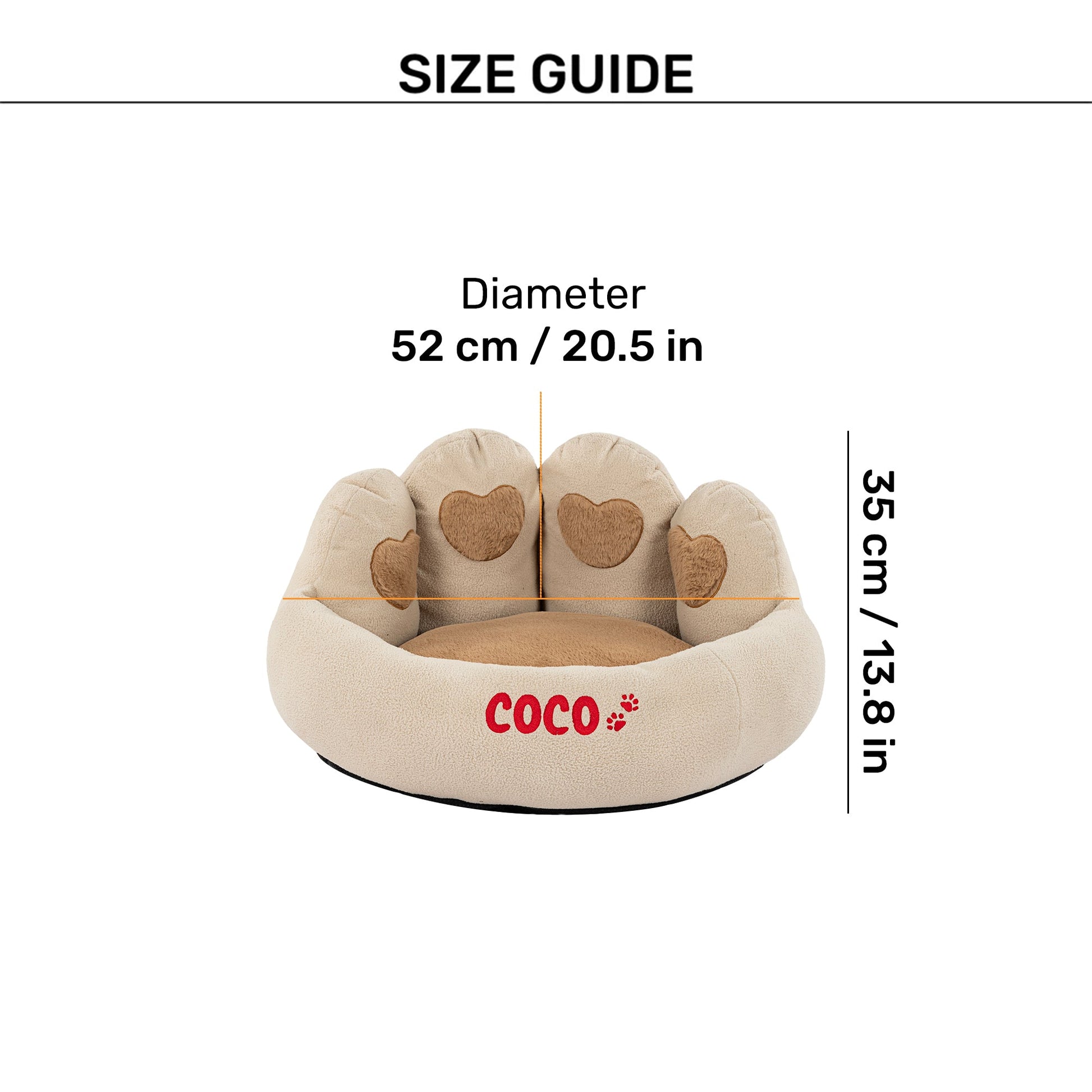 HUFT Personalised Paw Cuddle Cloud Bed For Cat & Puppy - Ivory & Brown - Heads Up For Tails