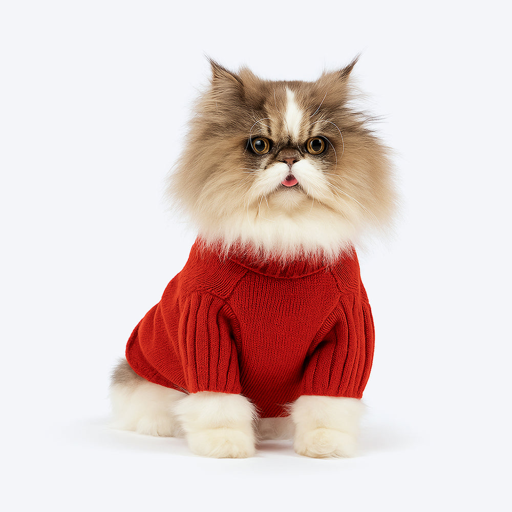 HUFT Rudolphâ€™s Red-Nose Sweater For Cat - Red - Heads Up For Tails