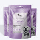 Sara's Doggie Treats Chicken Liver Jerky with Turmeric, 70 g, featuring a purple packaging and images of ingredients.
