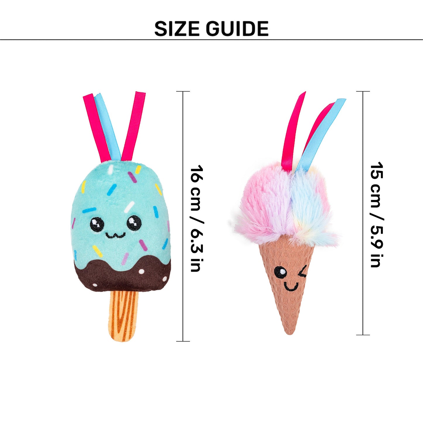 HUFT Sundae Smiles Plush Toys for Cat â€“ Pack of 2 - Heads Up For Tails