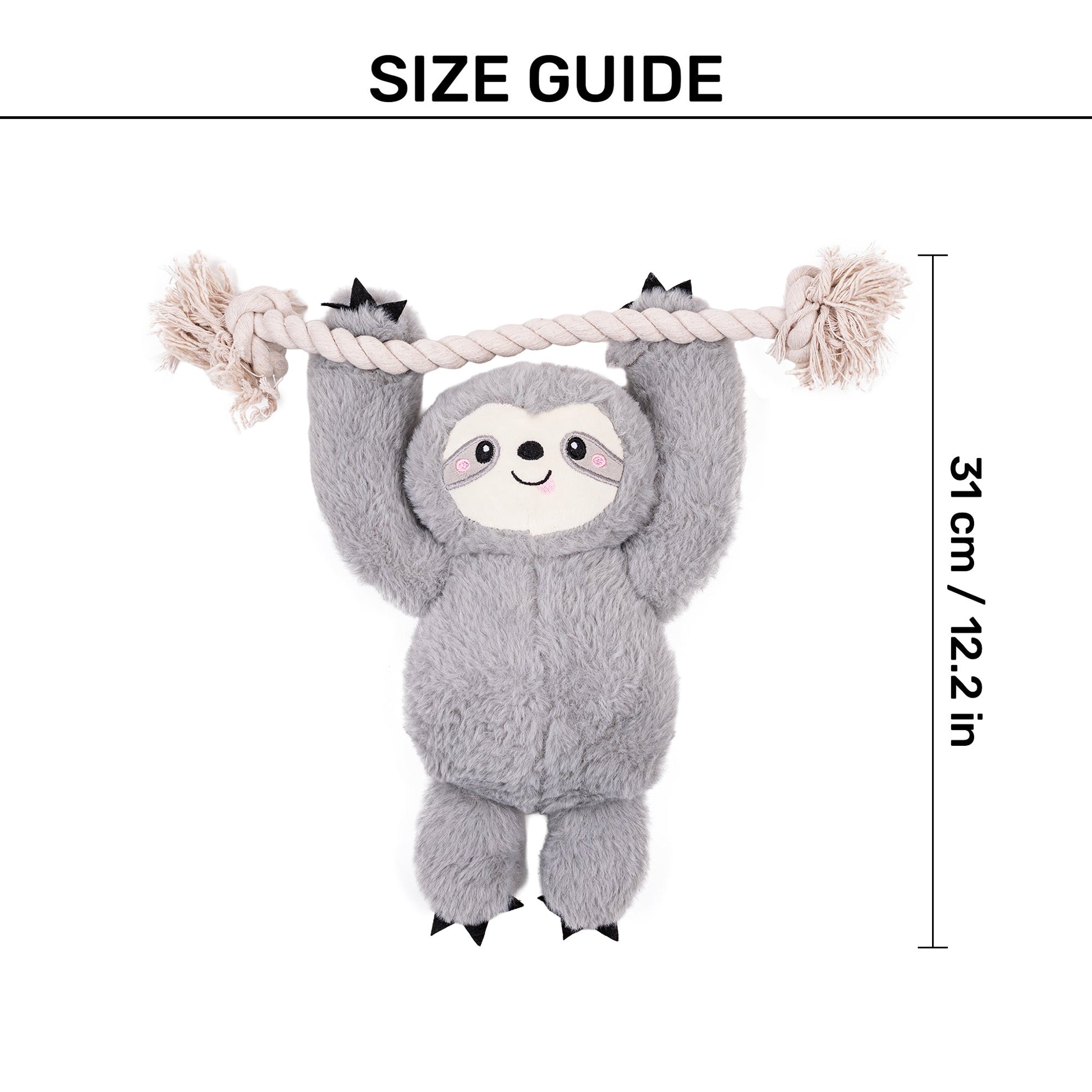 HUFT Sleepy Sloth Plush Toy for Dog - Grey - Heads Up For Tails
