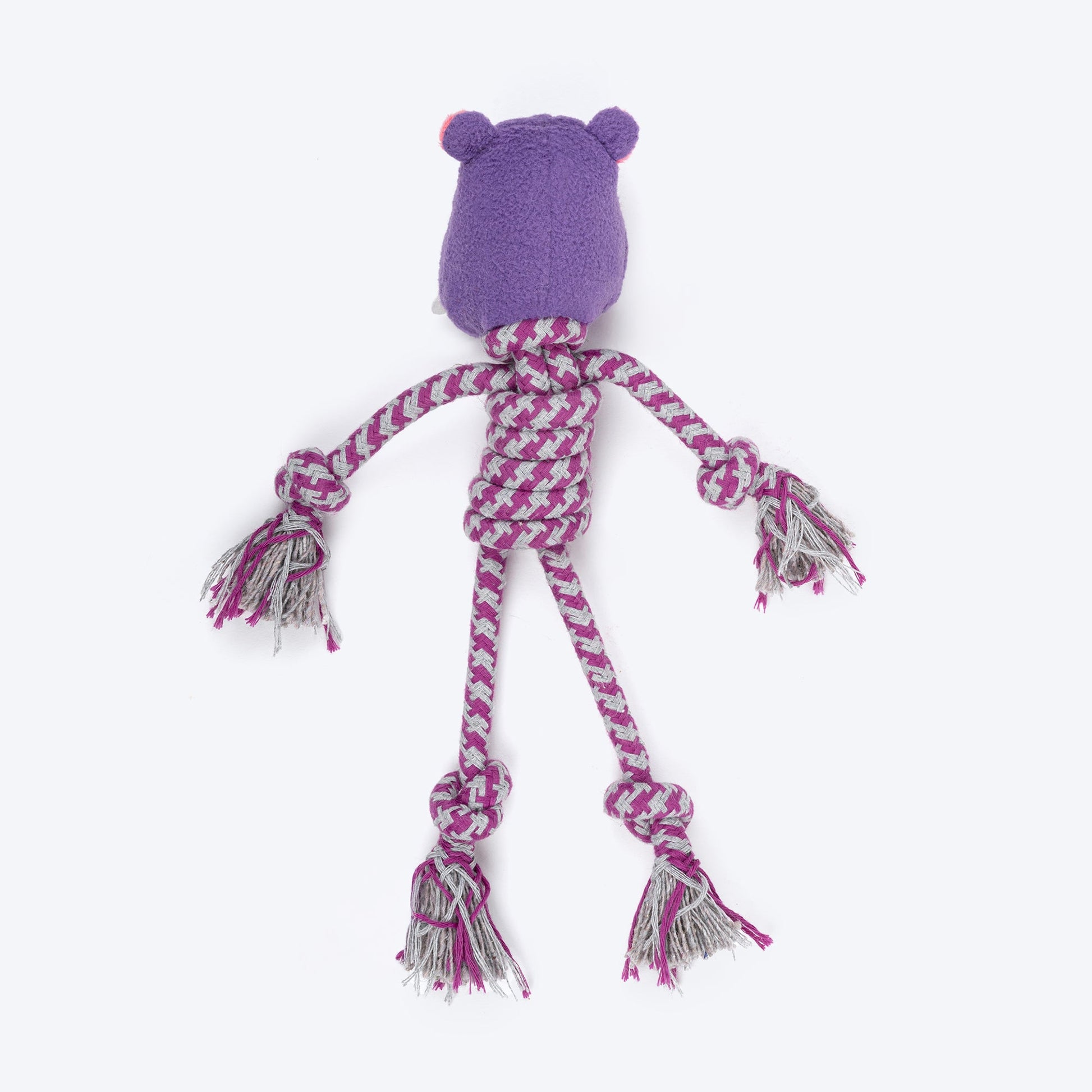 HUFT Hug & Tug Hippo Squeaky Plush Toy For Dog - Purple - Heads Up For Tails