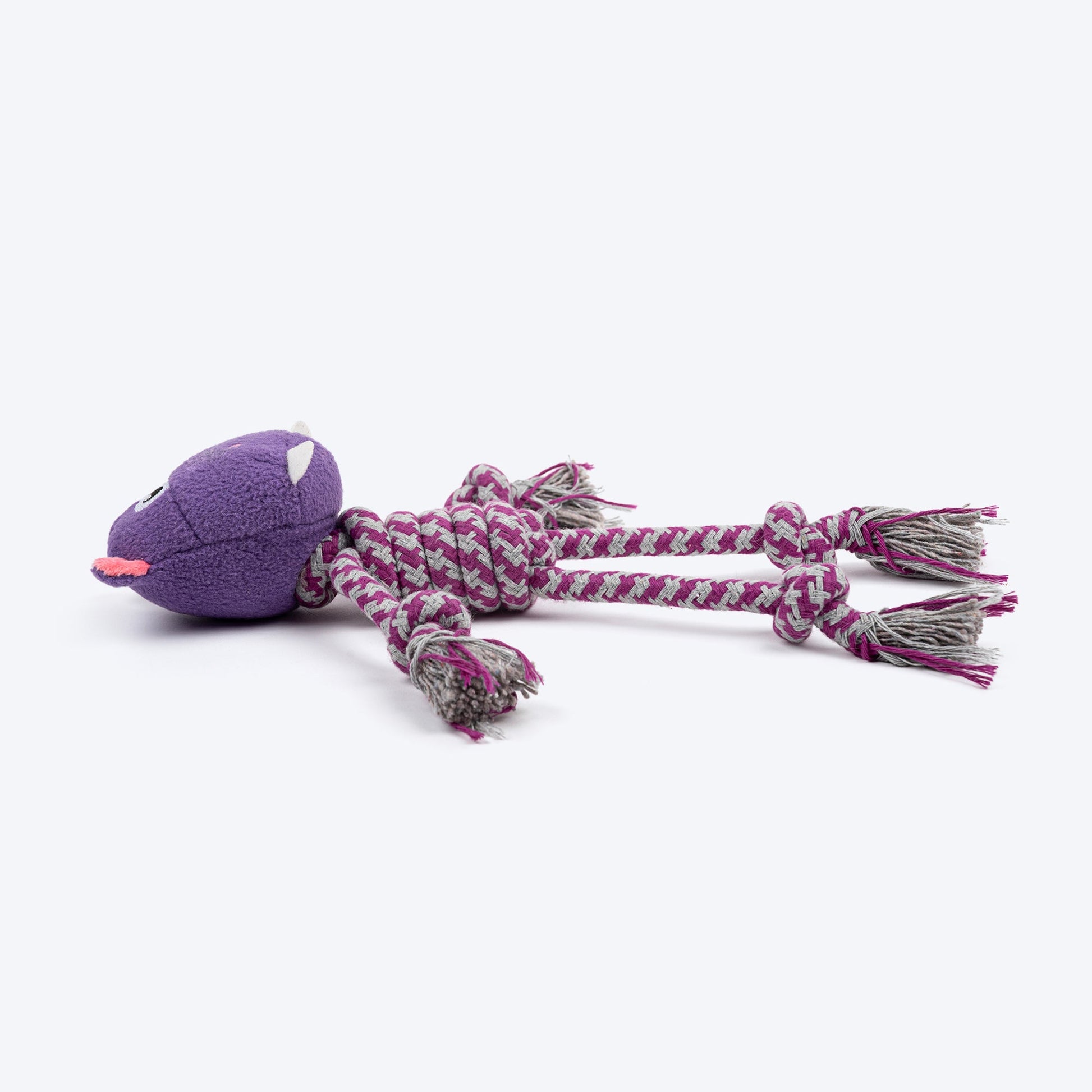 HUFT Hug & Tug Hippo Squeaky Plush Toy For Dog - Purple - Heads Up For Tails