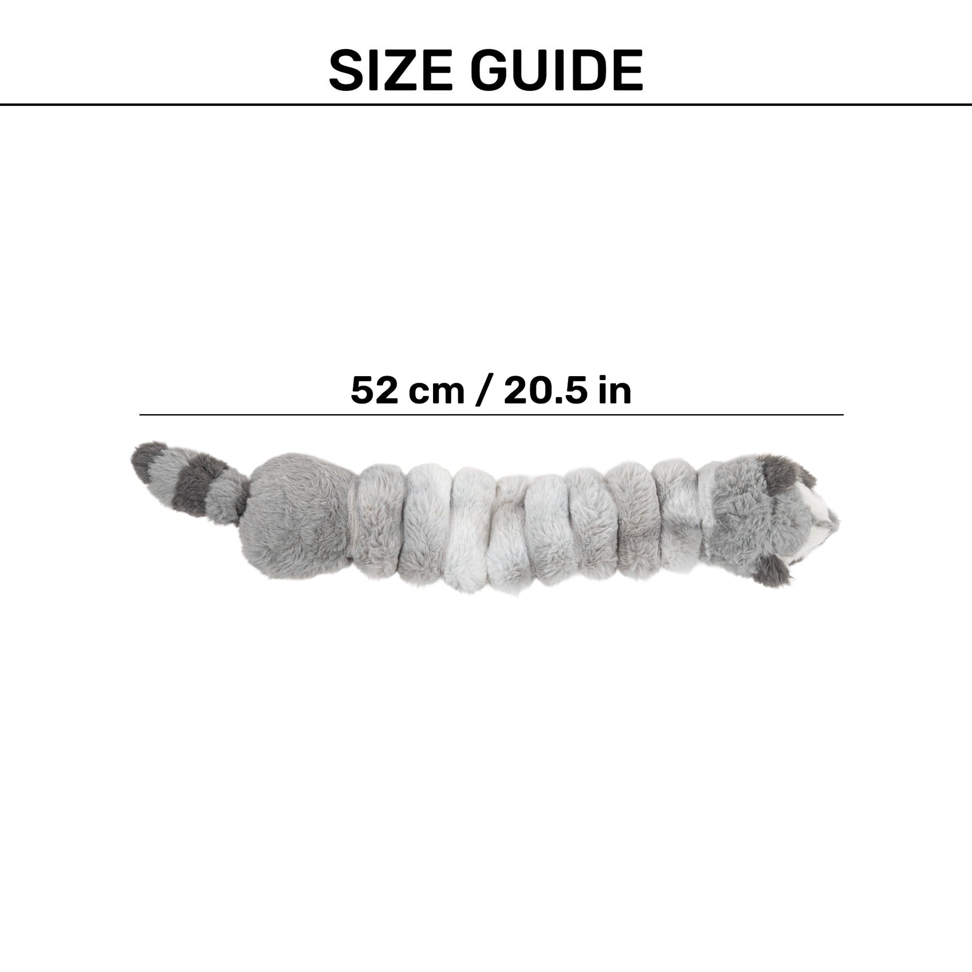 HUFT Slinky Raccoon Squeaky Plush Toy For Dog - Grey - Heads Up For Tails