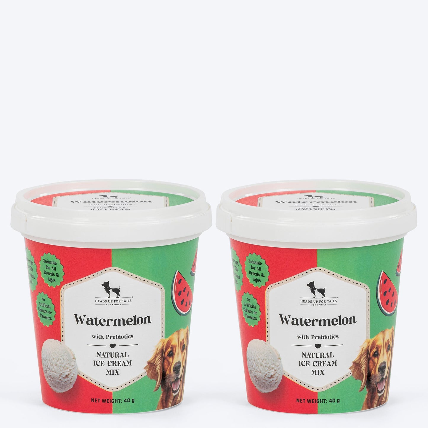 HUFT Ice Cream Watermelon With Prebiotics Mix Treat For Dog - 40 gm - Heads Up For Tails