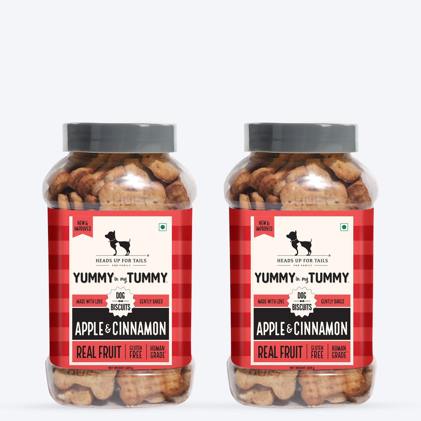 HUFT Yummy In My Tummy Apple & Cinnamon Vegetarian Gluten Free Dog Biscuit - Heads Up For Tails