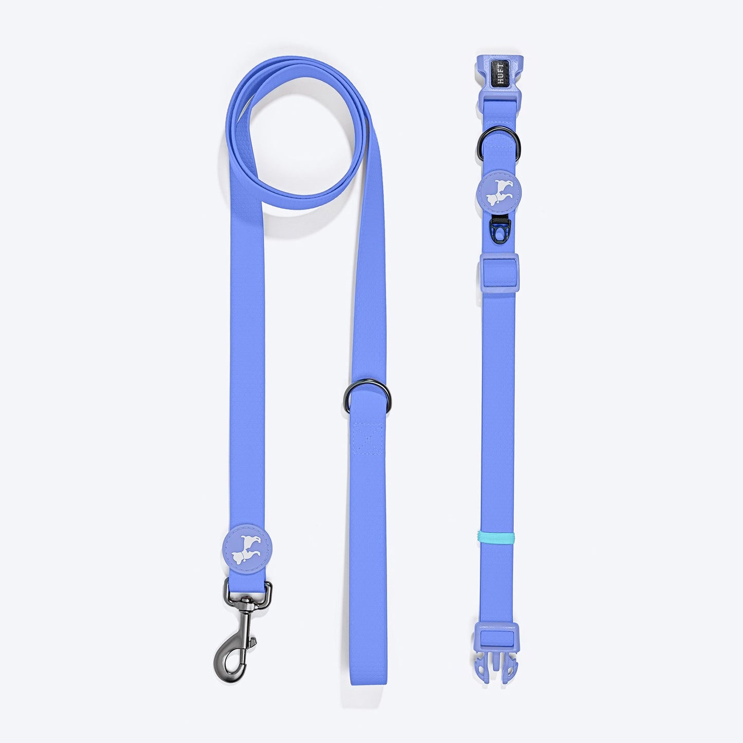 HUFT Hive Harmony Waterproof Collar and Leash Set For Dog - Blue - Heads Up For Tails