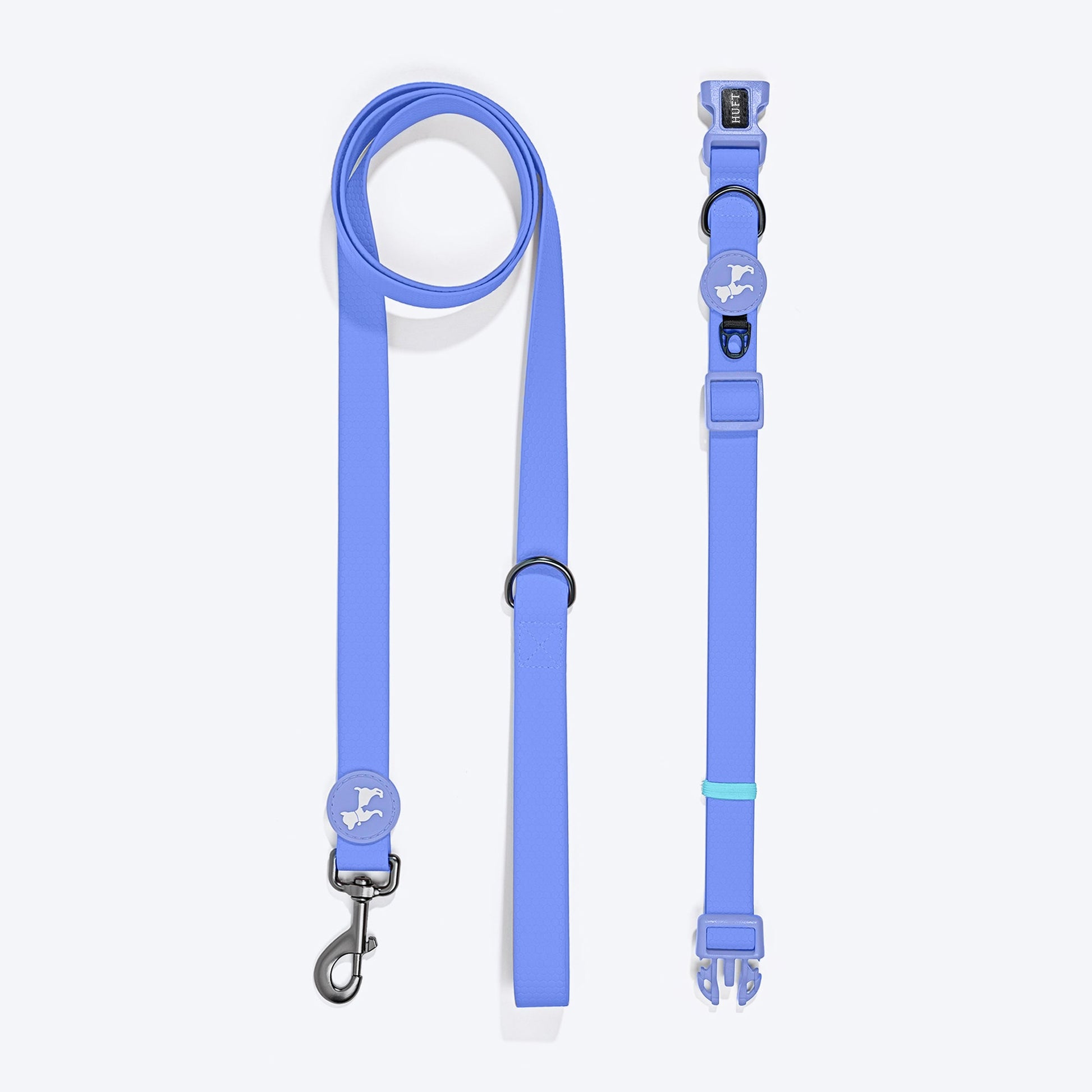 HUFT Hive Harmony Waterproof Collar and Leash Set For Dog - Blue - Heads Up For Tails