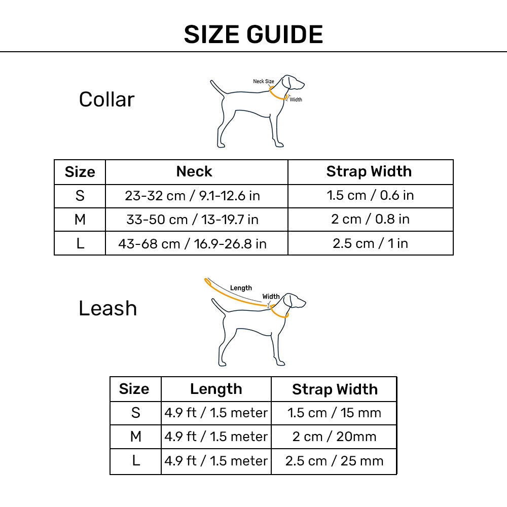 HUFT Hive Harmony Waterproof Collar and Leash Set For Dog - Orange - Heads Up For Tails