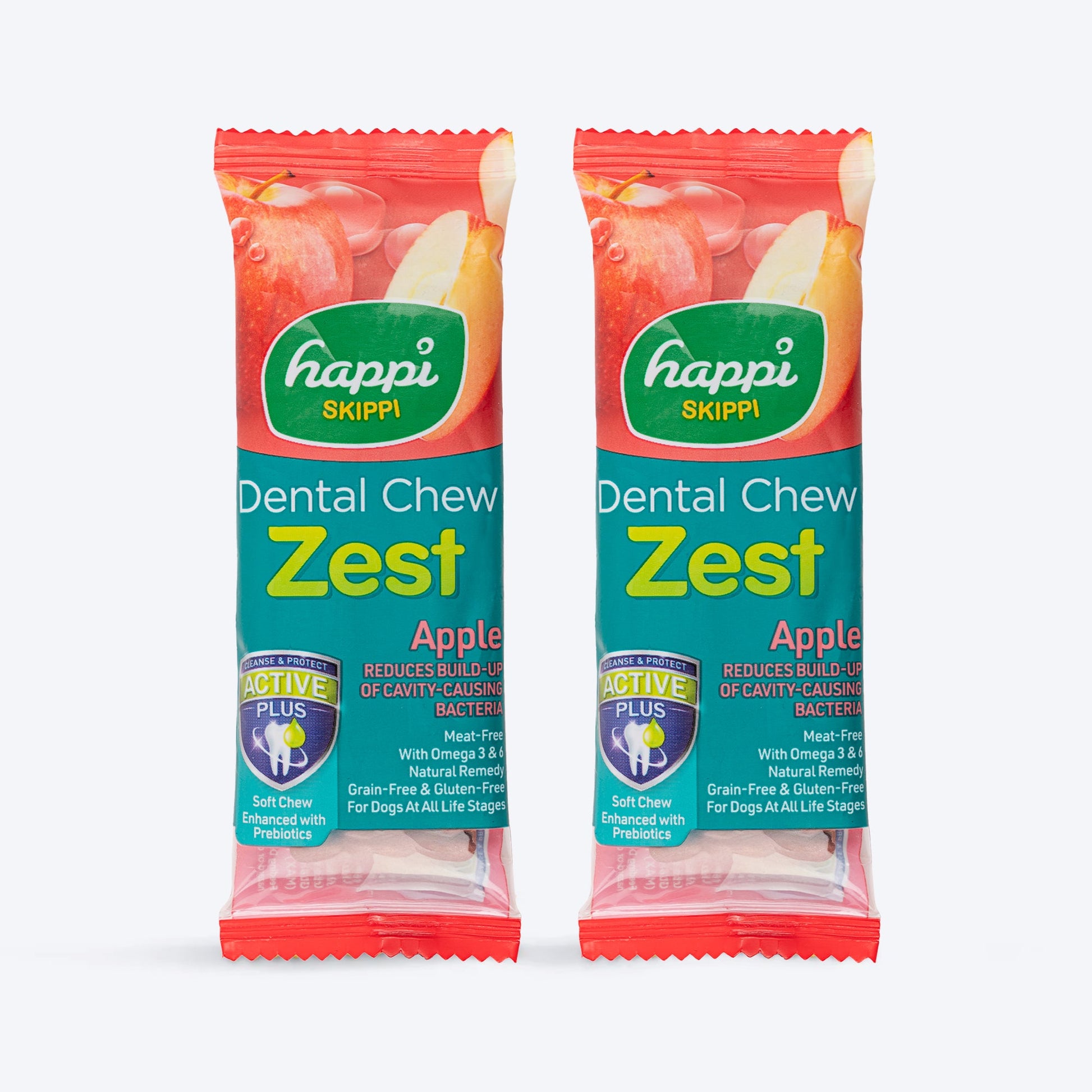 Happi Skippi Dental Chew Zest Apple Dog Treat - 4 inch - 25 gm - Heads Up For Tails
