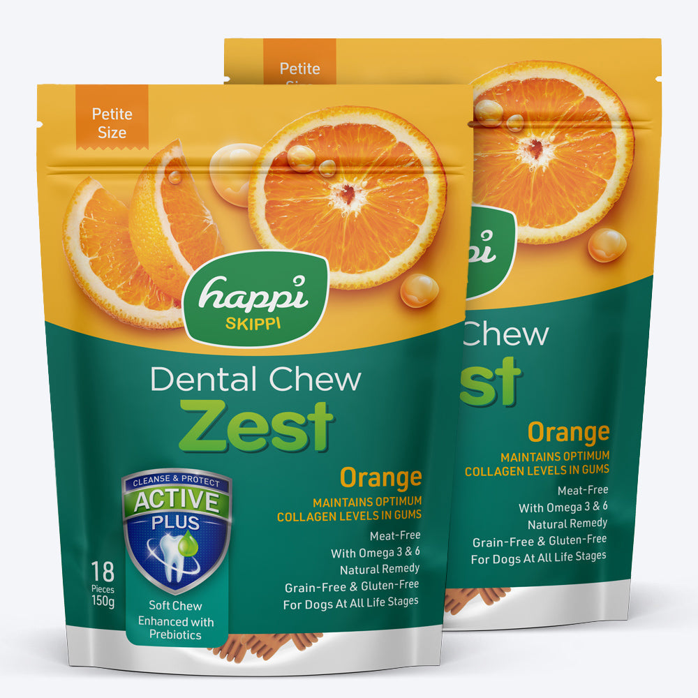 Happi Skippi Vegetarian Dental Chew - Zest - Orange - Petite - 2.5 inch - 150 g - 18 Pieces_02