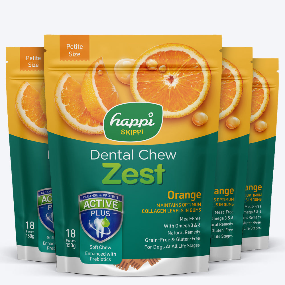 Happi Skippi Vegetarian Dental Chew - Zest - Orange - Petite - 2.5 inch - 150 g - 18 Pieces_03