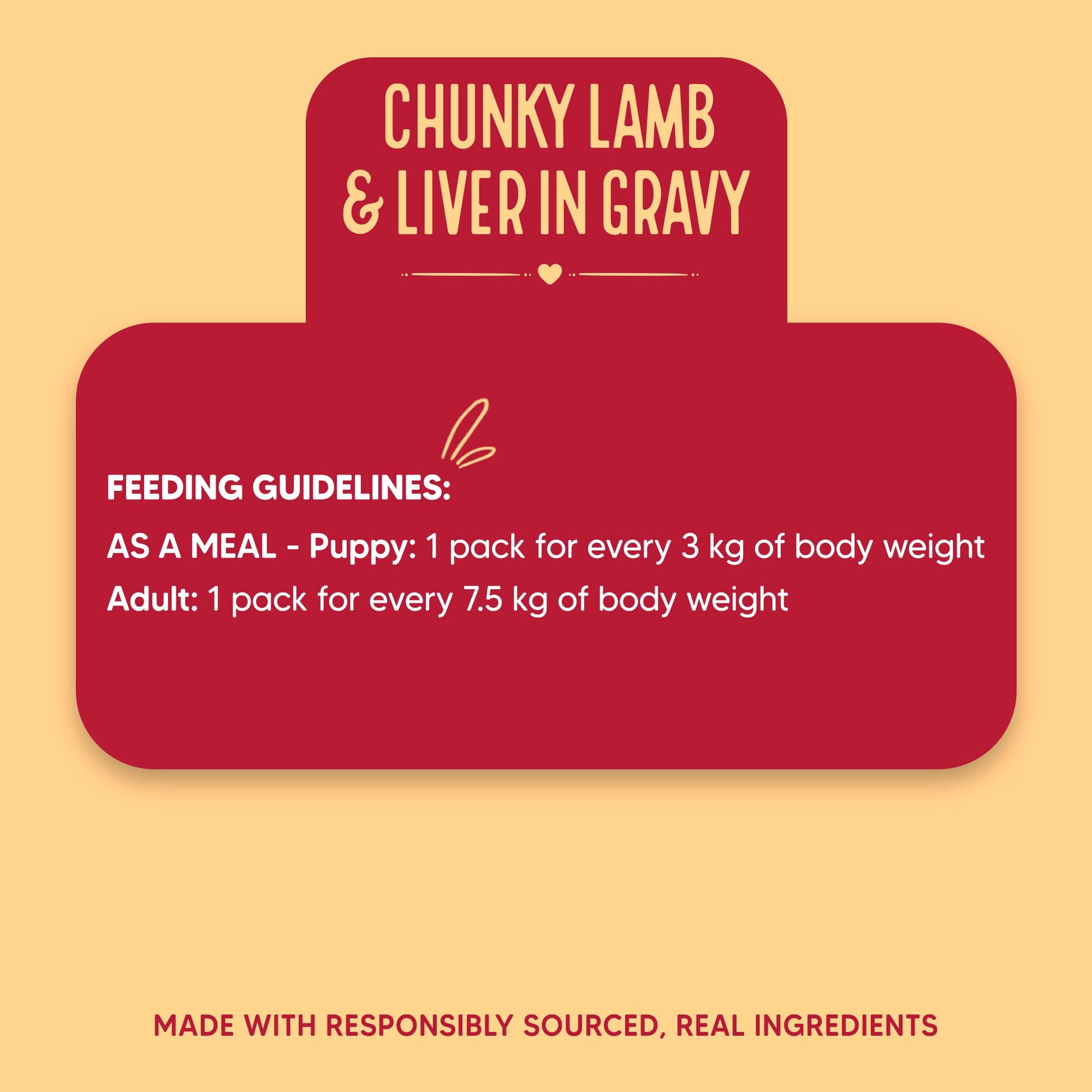 Hearty Chunky Lamb & Liver in Gravy dog food by Heads Up for Tails, 70g, suitable for dogs over 3 months.