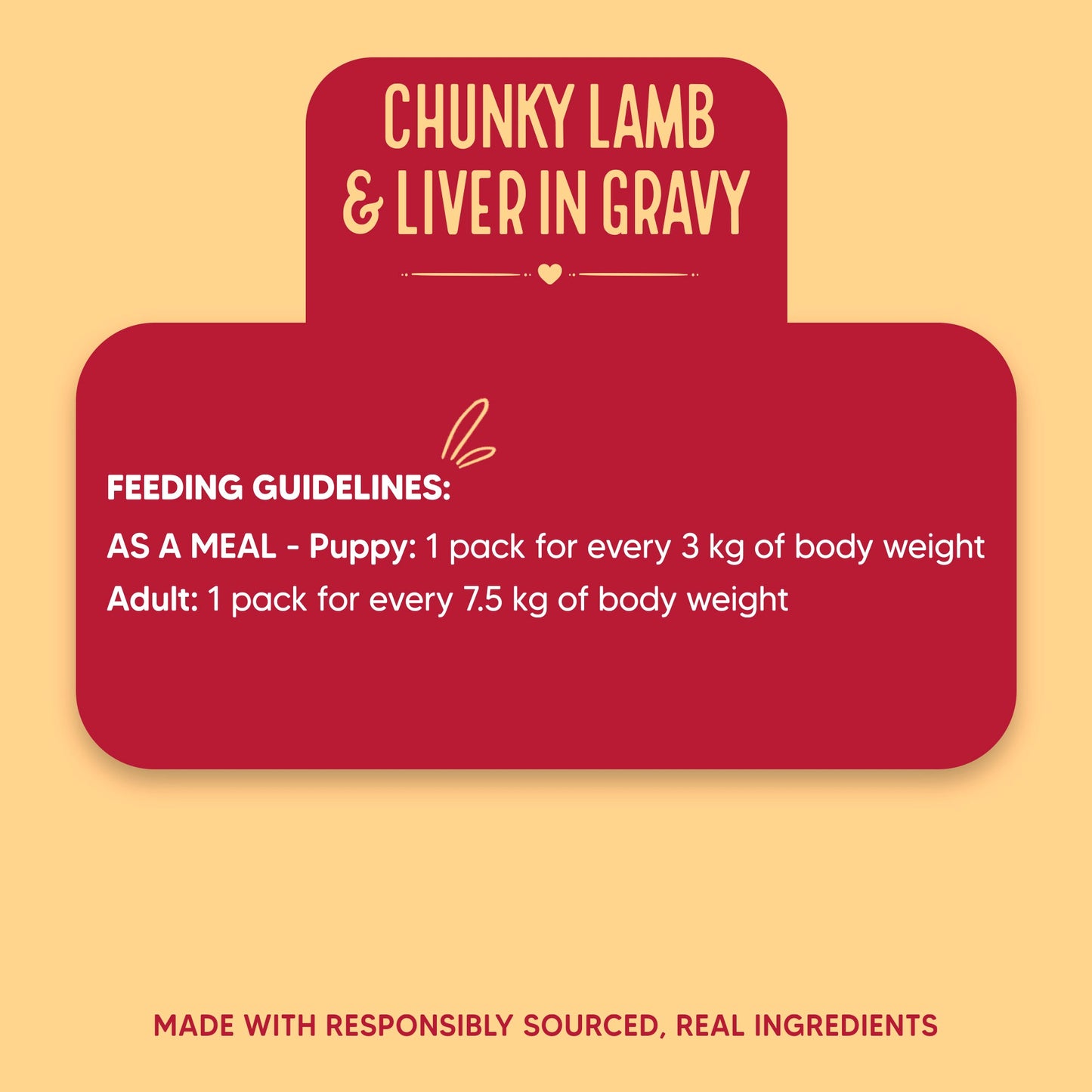 Hearty Chunky Lamb & Liver in Gravy dog food by Heads Up for Tails, 70g, suitable for dogs over 3 months.