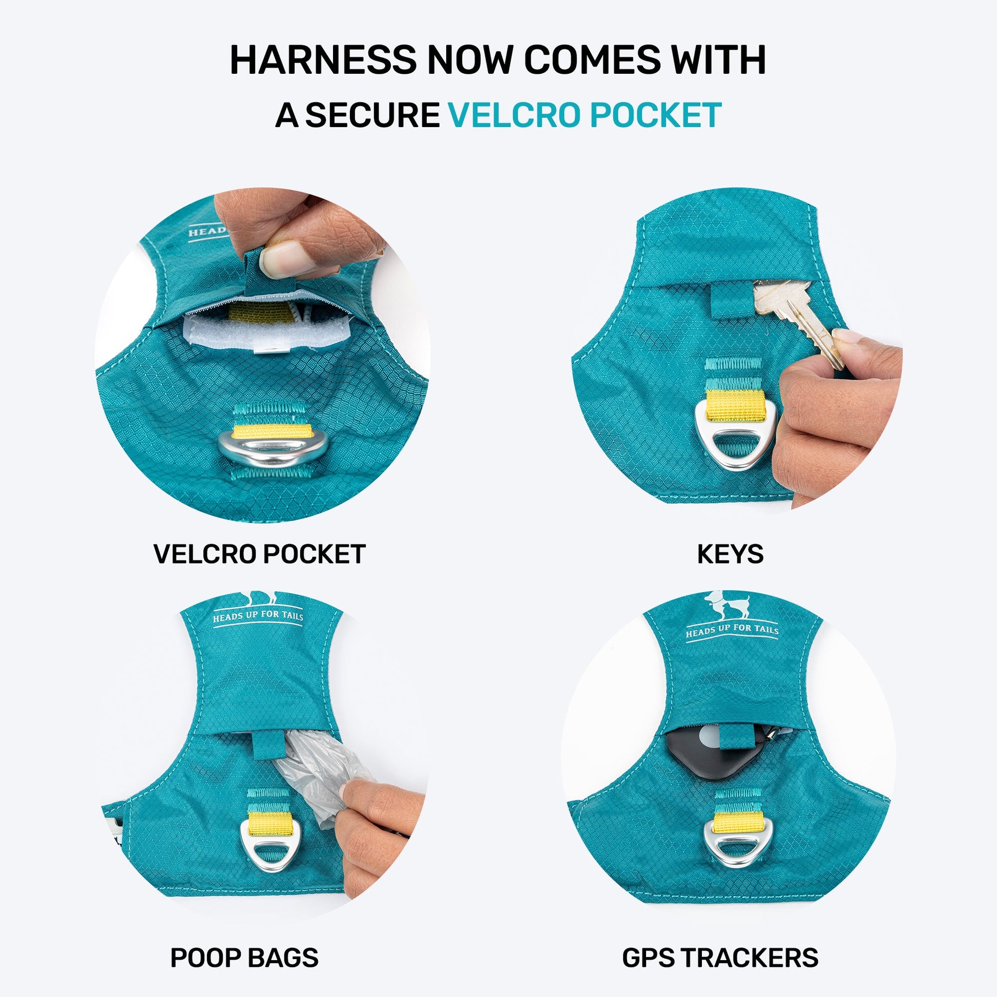 HUFT Walkmate Harness For Dog - Teal Green - Heads Up For Tails