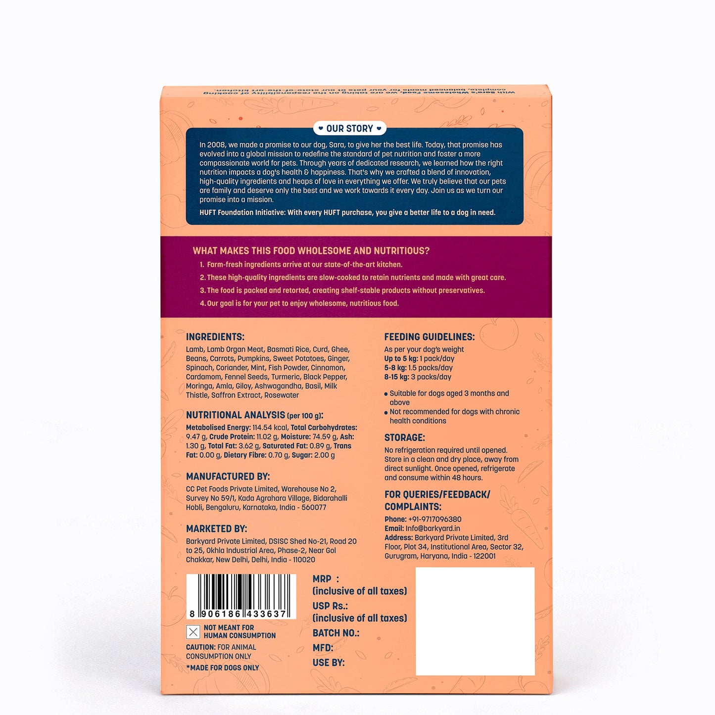 Sara's Wholesome Food Mutton Biryani for Dogs ‚¬€œ Flavours of India ‚¬€œ Human-Grade - Heads Up For Tails