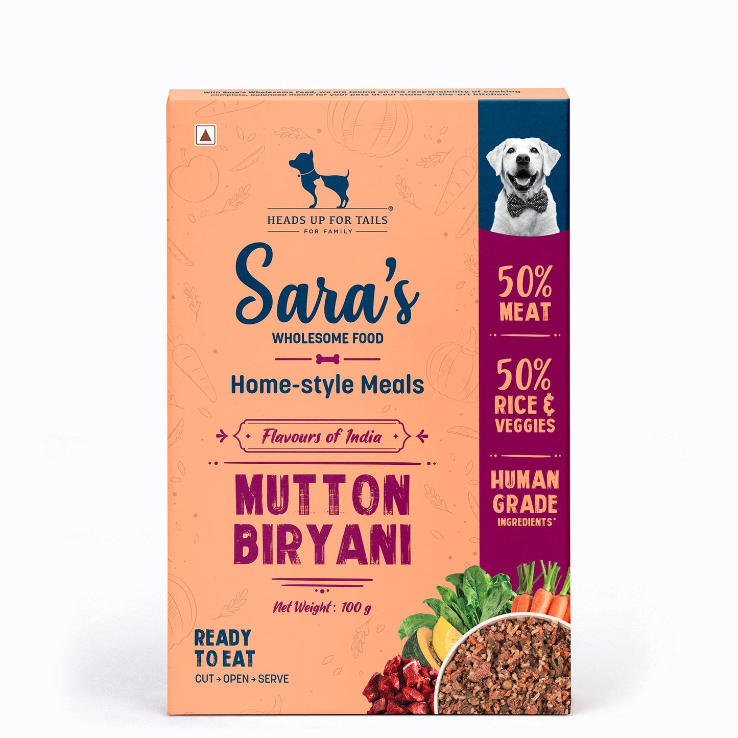 Sara's Wholesome Everyday Meals Combo For Dog - Pack of 3 (100 gm each) - Heads Up For Tails