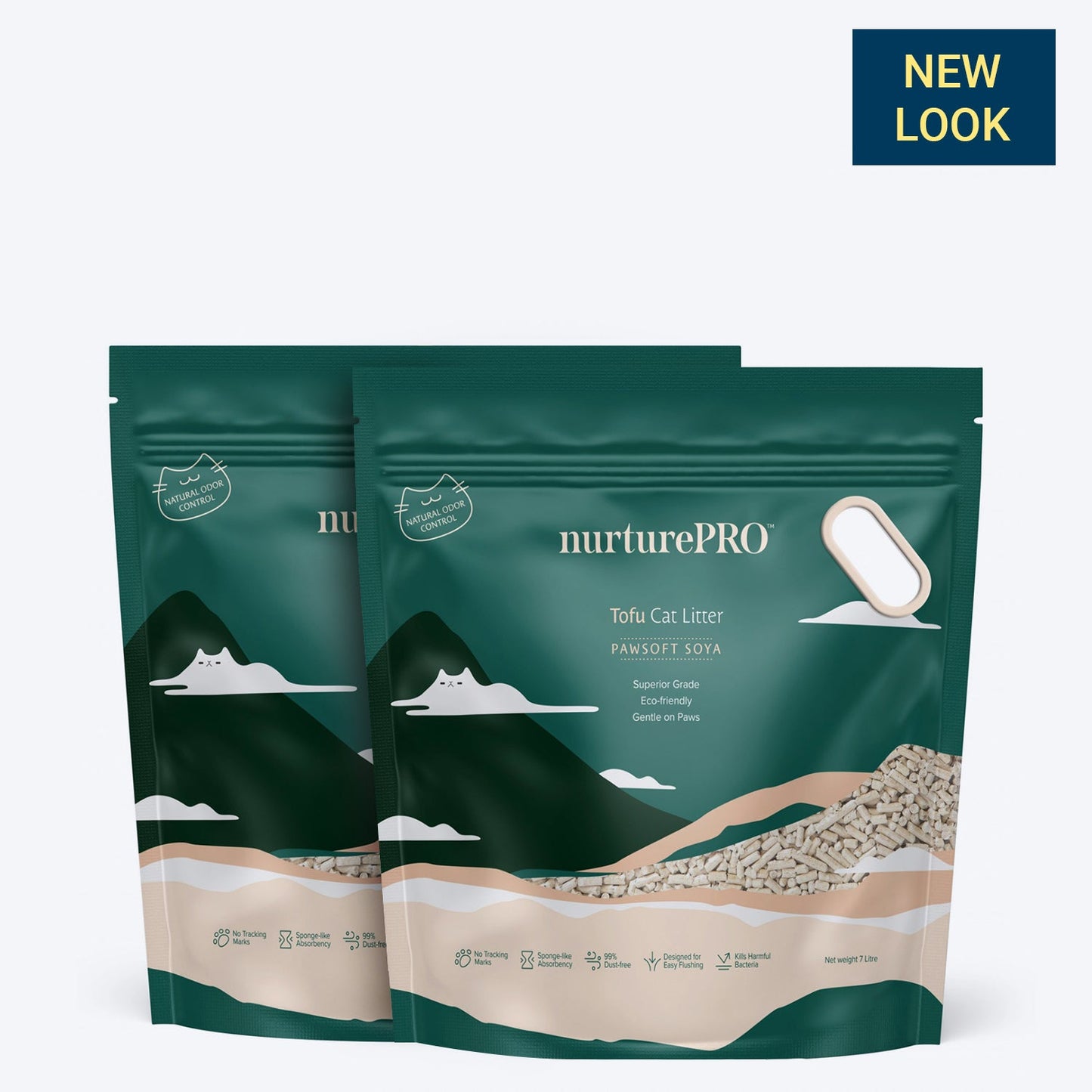 Nurture Pro Tofu Cat Litter Soya (Flushable & Lasts 4 Weeks) - 7 L - Heads Up For Tails