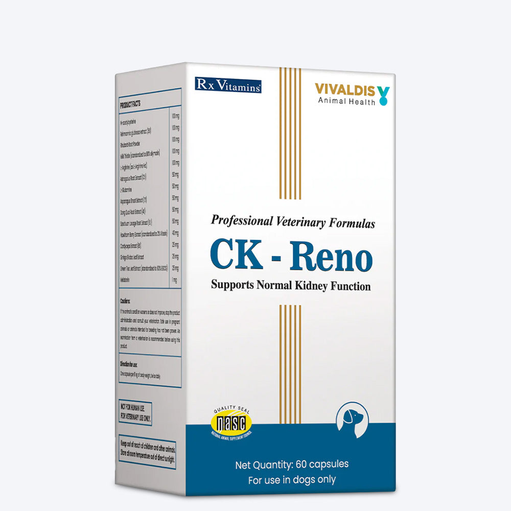 Vivaldis RX CK Reno Canine Kidney Support Capsules For Dog - 60 Caps - Heads Up For Tails