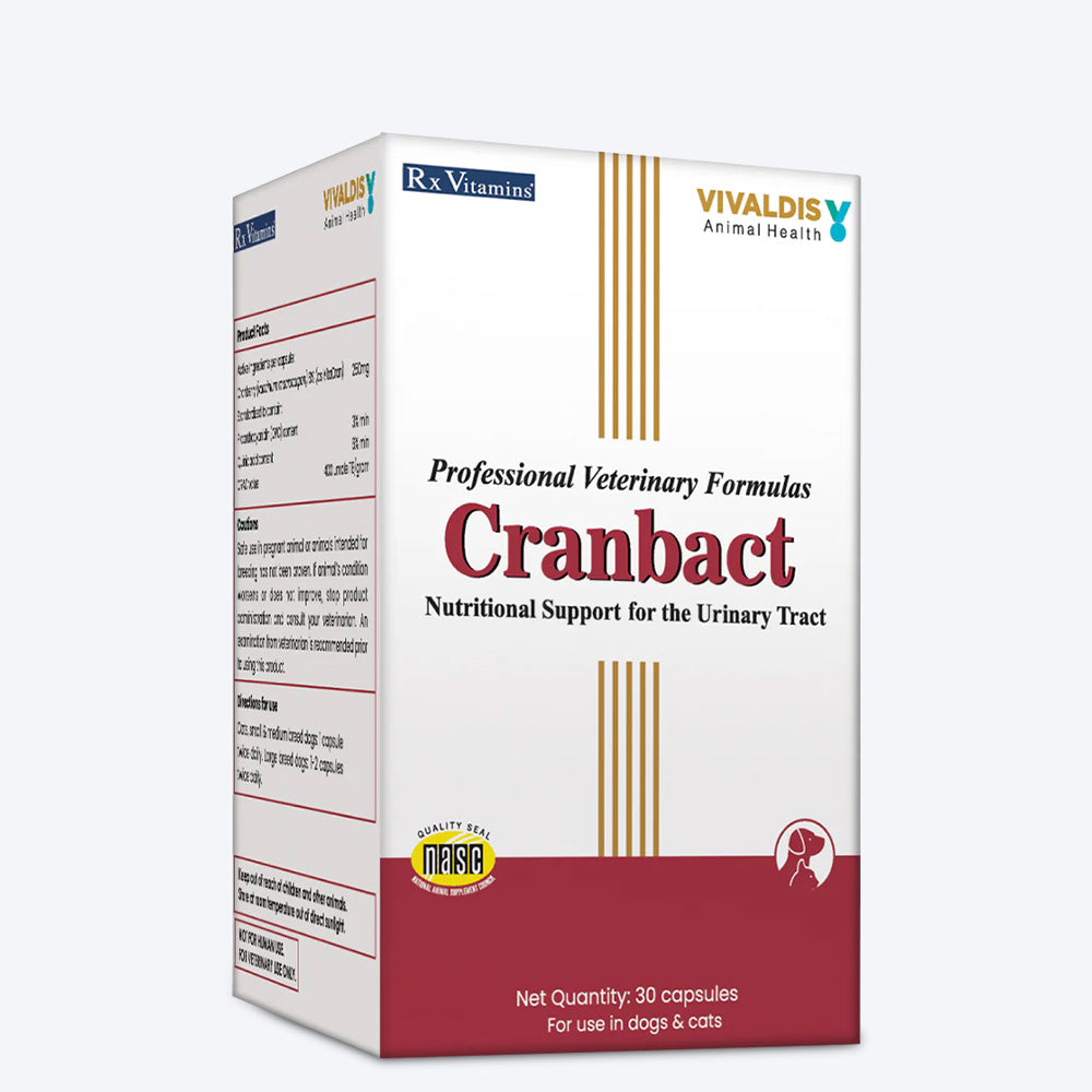 Vivaldis RX Cranbact Urinary Tract Health Capsules For Dog & Cat - 30 Capsules - Heads Up For Tails