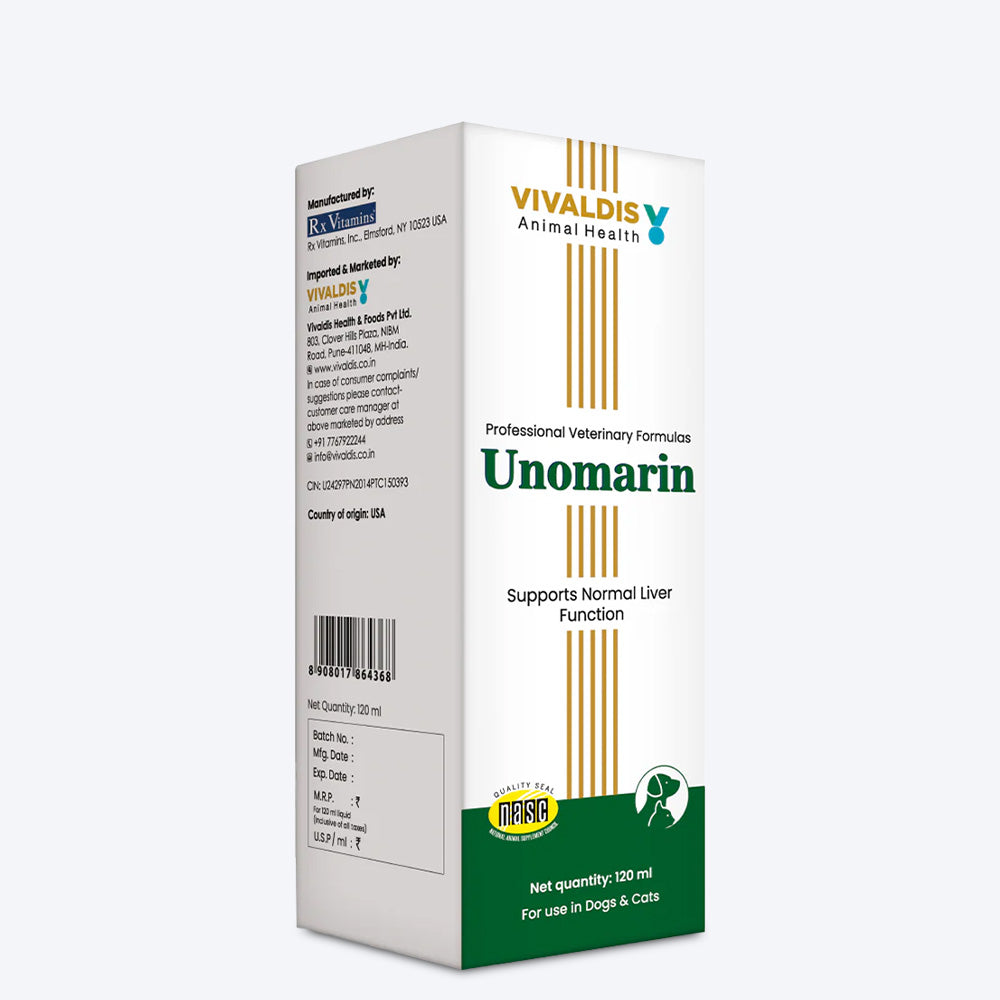 Vivaldis RX Unomarin Gastrointestinal Syrup For Dog & Cat - 120 ml - Heads Up For Tails