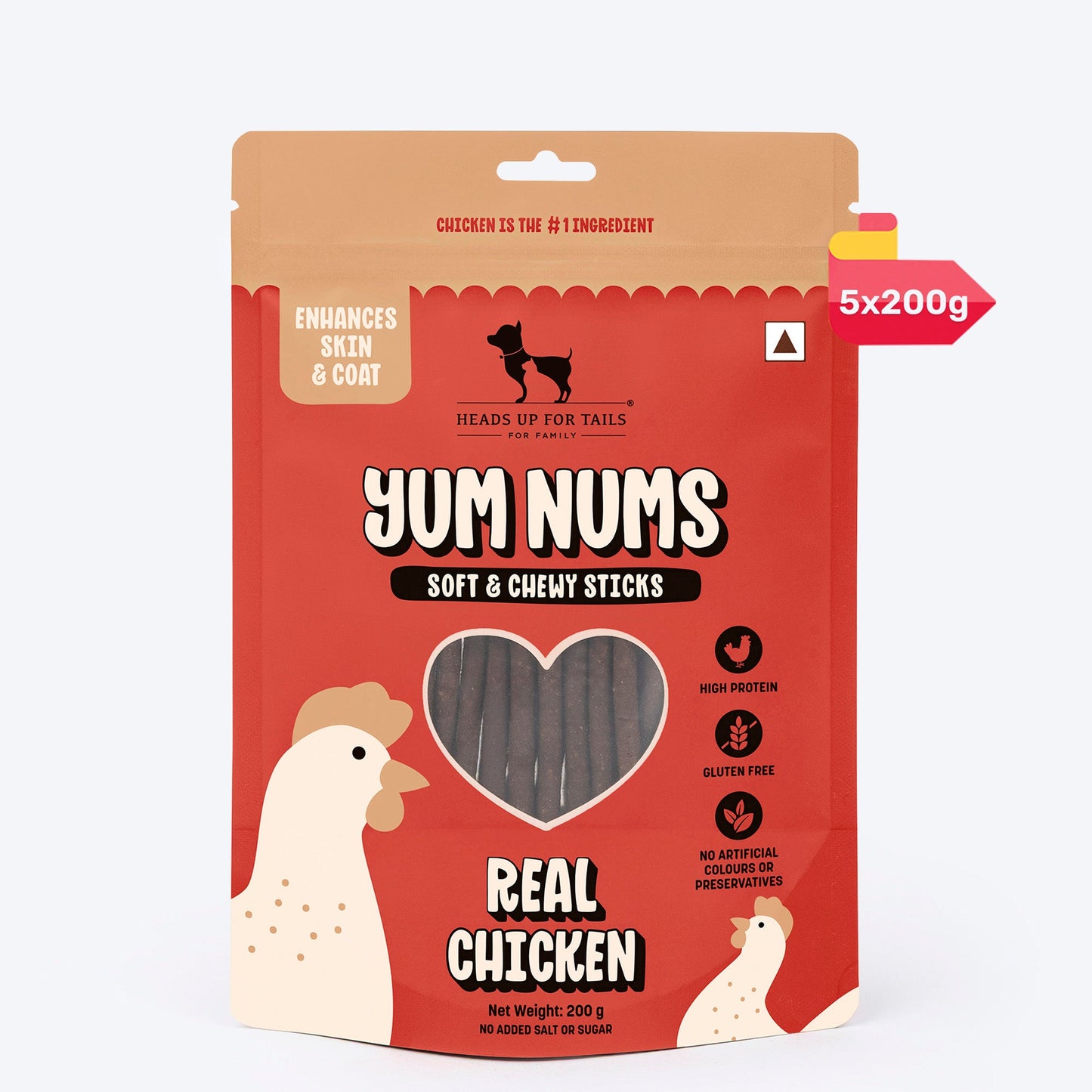 HUFT Yum Nums Soft & Chewy Sticks Real Chicken Treat For Dogs