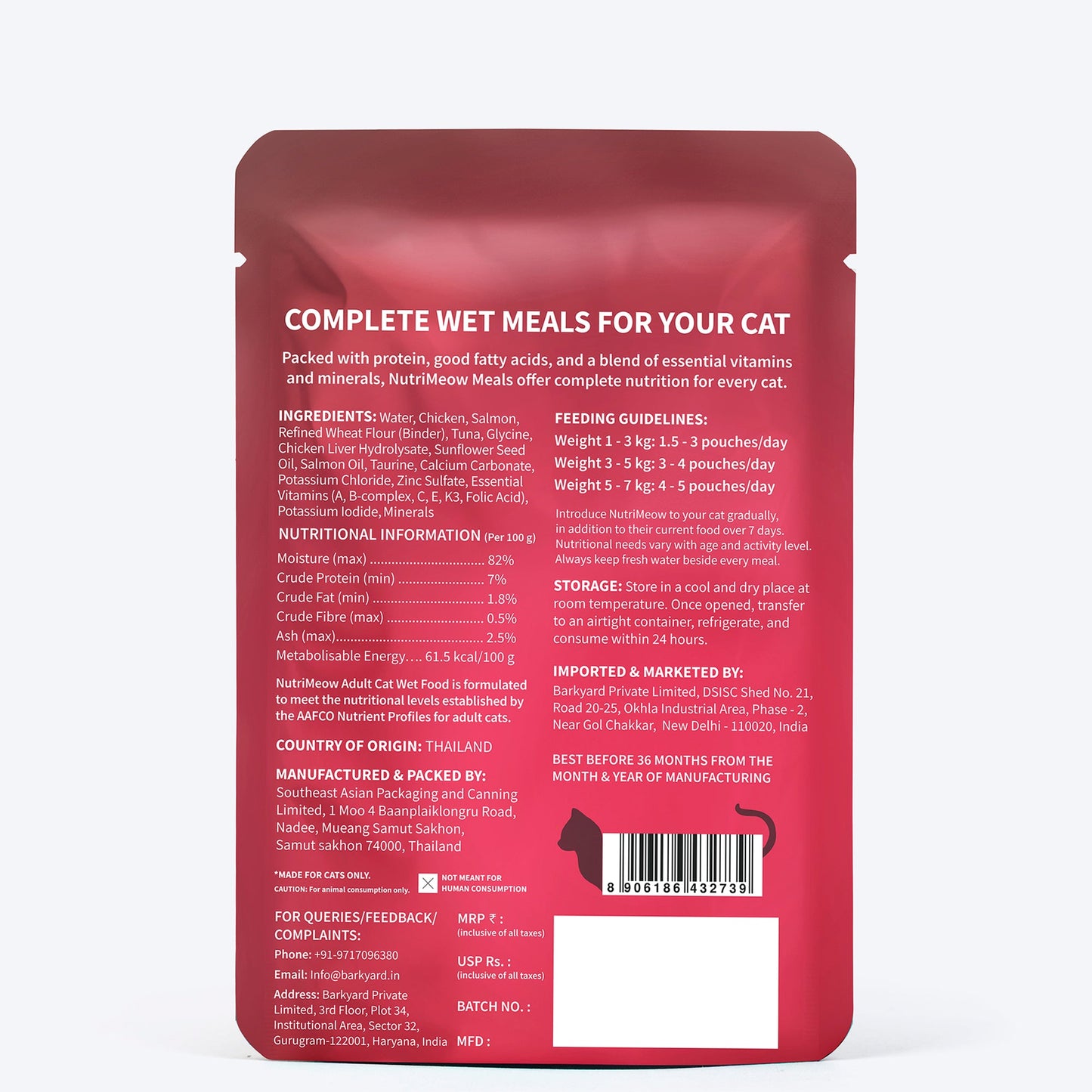 NutriMeow Salmon In Gravy Wet Food Adult Cat - 80 gm - Heads Up For Tails