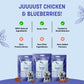 Sara's Doggie Treats Chicken Jerky with Blueberry, 70 gm, high protein, low fat, made with natural ingredients.