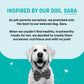 Sara's Doggie Treats Dehydrated Salmon Jerky, 70 gm, features a teal packaging with a smiling dog and fish illustrations.