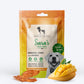 Sara's Doggie Treats Mango Chicken Jerky, 70 g, features high-protein, grain-free treats with natural ingredients.