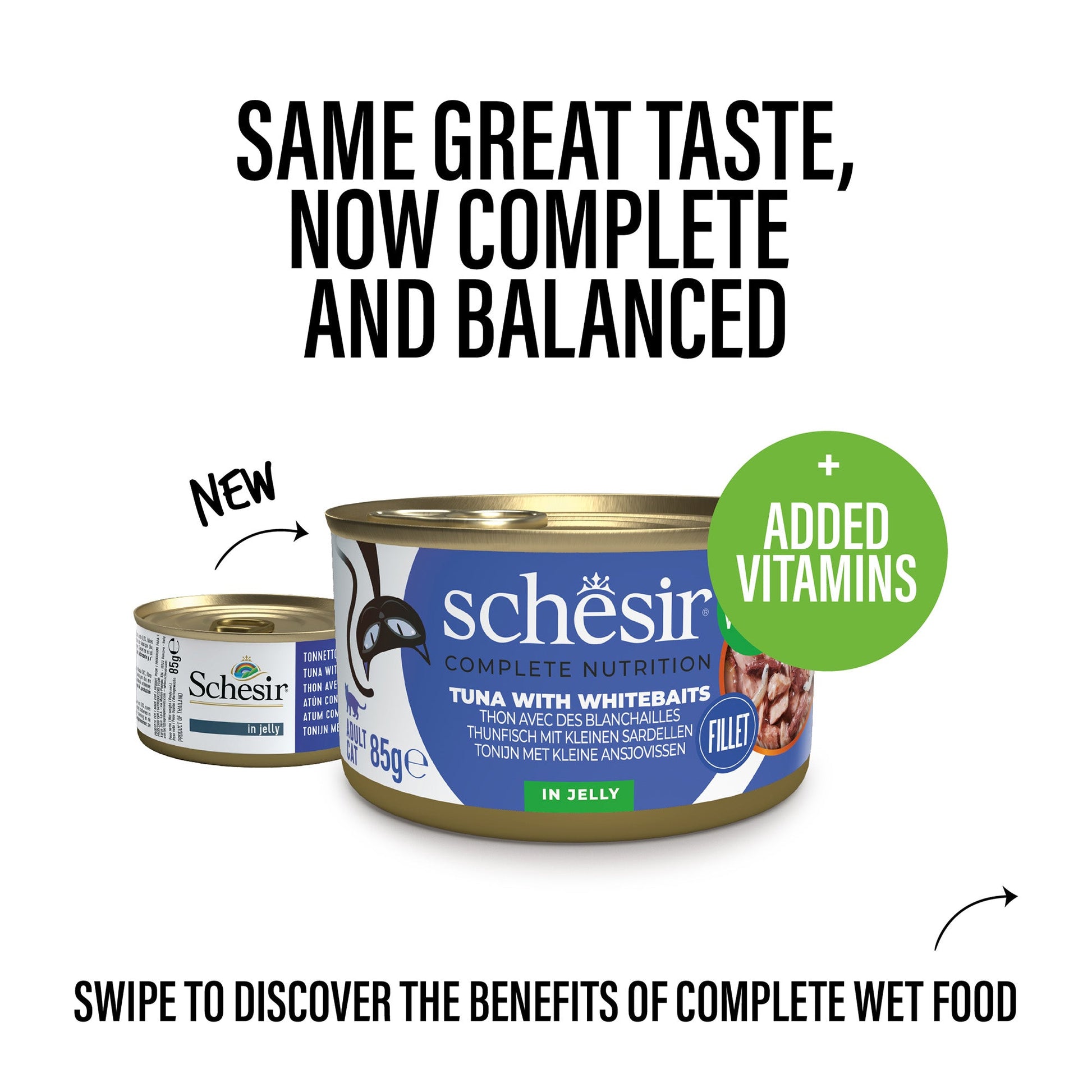 Schesir 51% Tuna With Whitebaits Wet Cat Food - 85 g - Heads Up For Tails