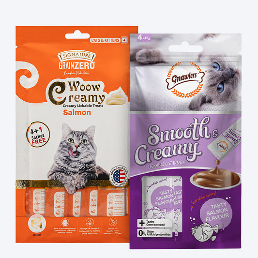 Signature & Gnawlers Salmon Special Treat Combo For Cat - Heads Up For Tails