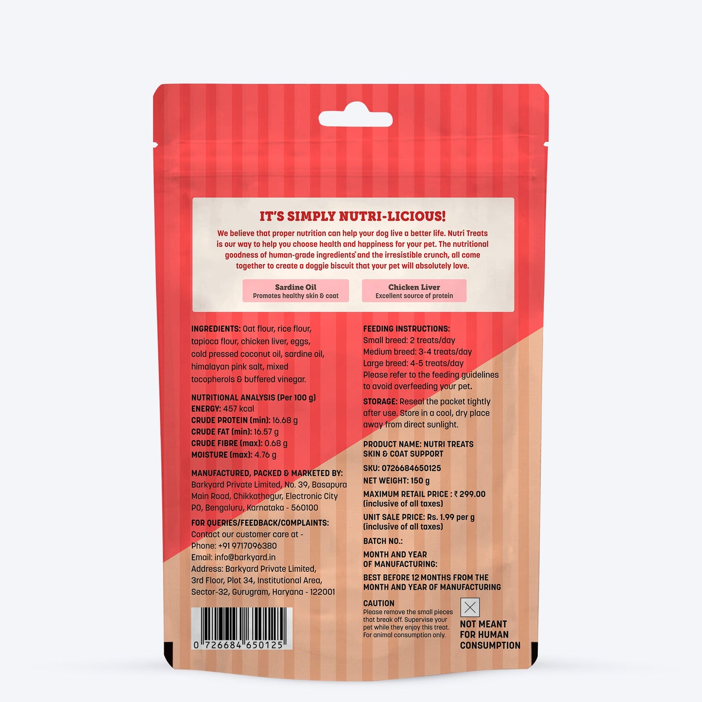 HUFT Nutri Treats For Dogs - Skin & Coat Support - 150 g - Heads Up For Tails