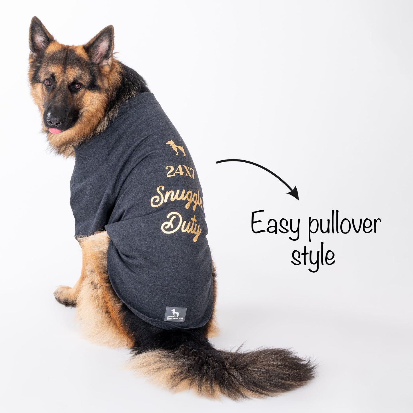 HUFT 24x7 Snuggle Duty Foil Print Pet Sweatshirt - Grey Melange - Heads Up For Tails
