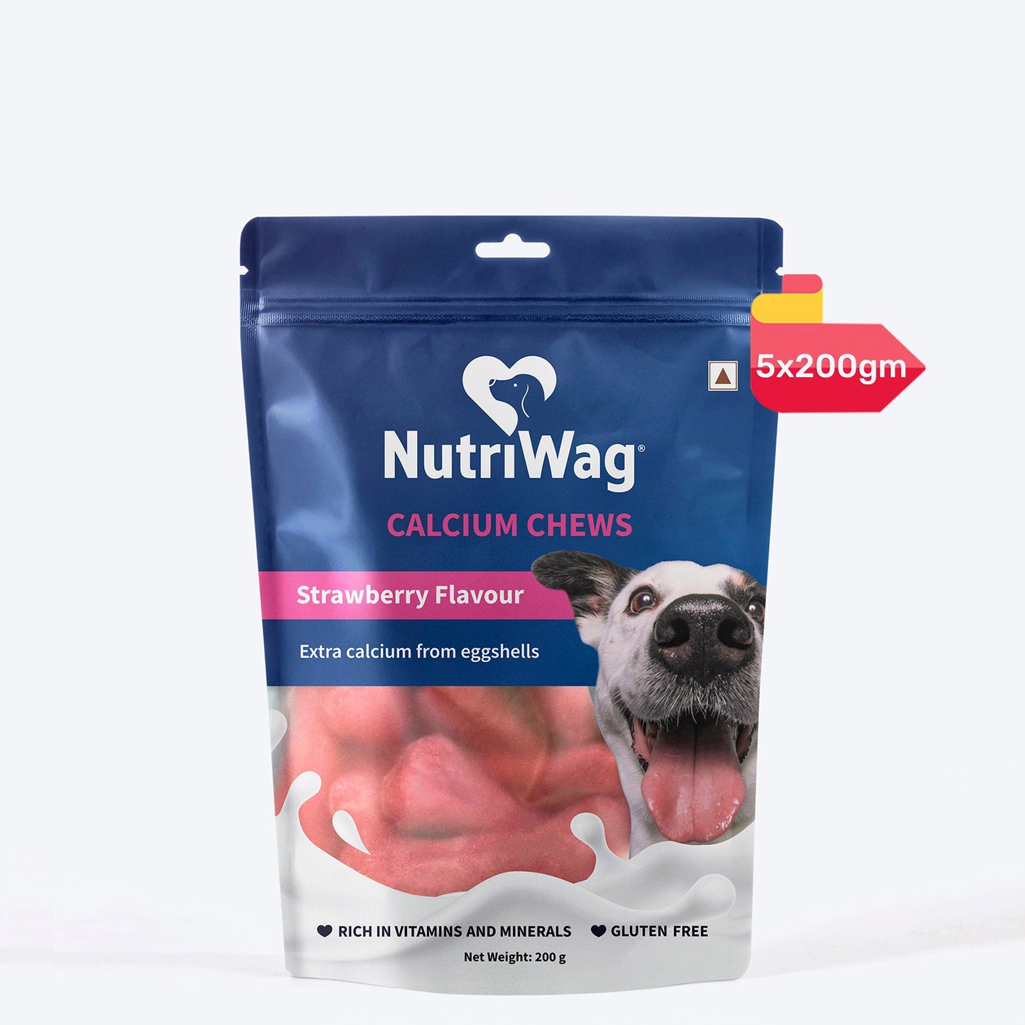 NutriWag Strawberry Calcium Chew Bones Treats For Dog - Heads Up For Tails