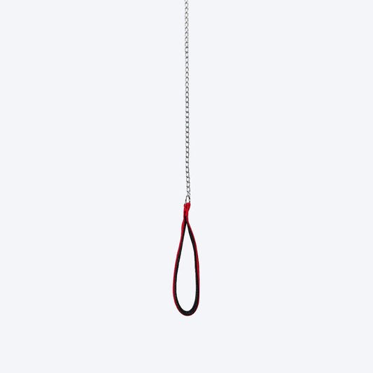 Trixie Chain Dog Leash With Nylon Hand Loop - Red & Black - 1.09 m - Heads Up For Tails