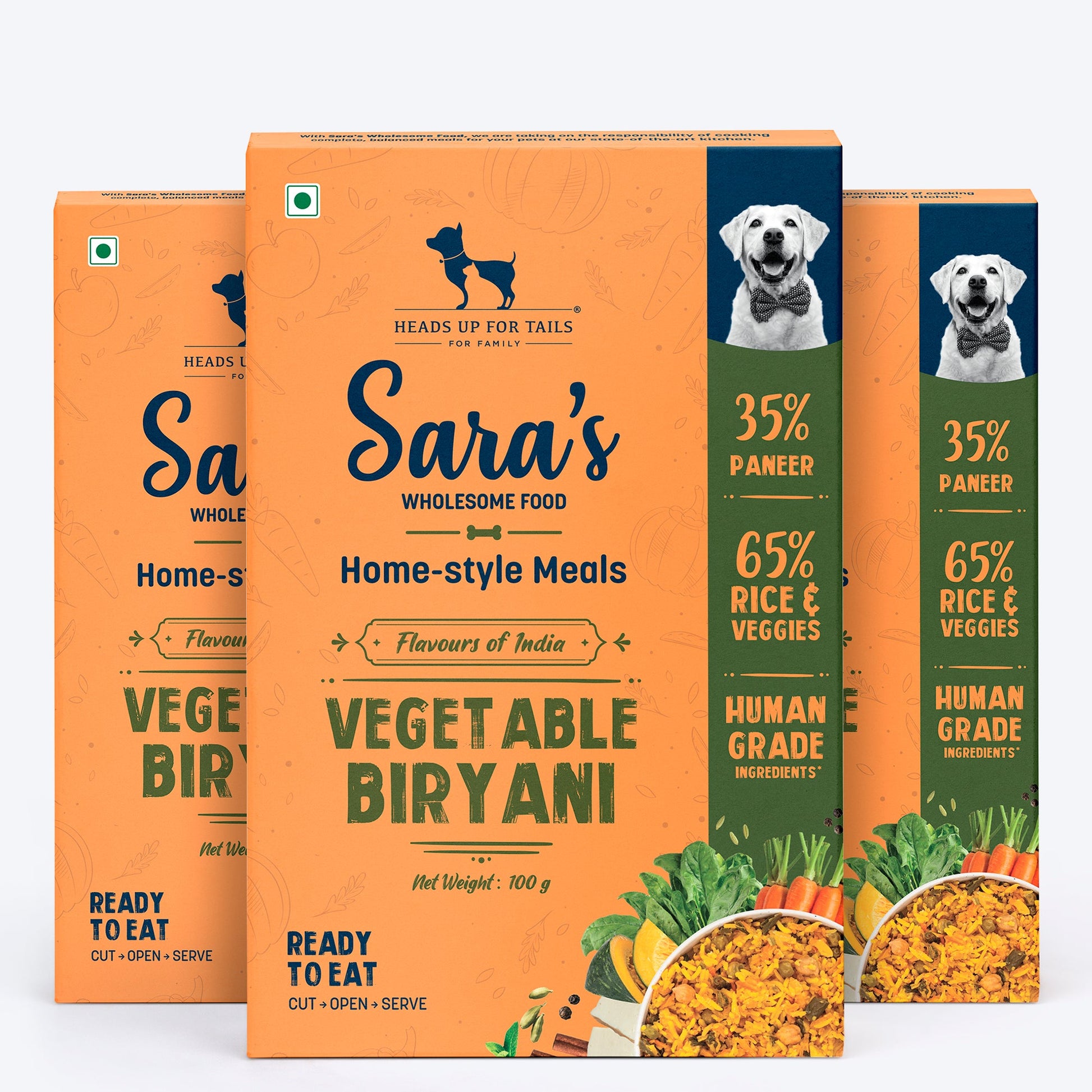 Sara's Wholesome Flavours of India Vegetable Biryani Wet Dog Food, 100% Vegetarian, Human-Grade Ingredients â‚¬â€œ Preservative-Free, Farm-Fresh - Heads Up For Tails