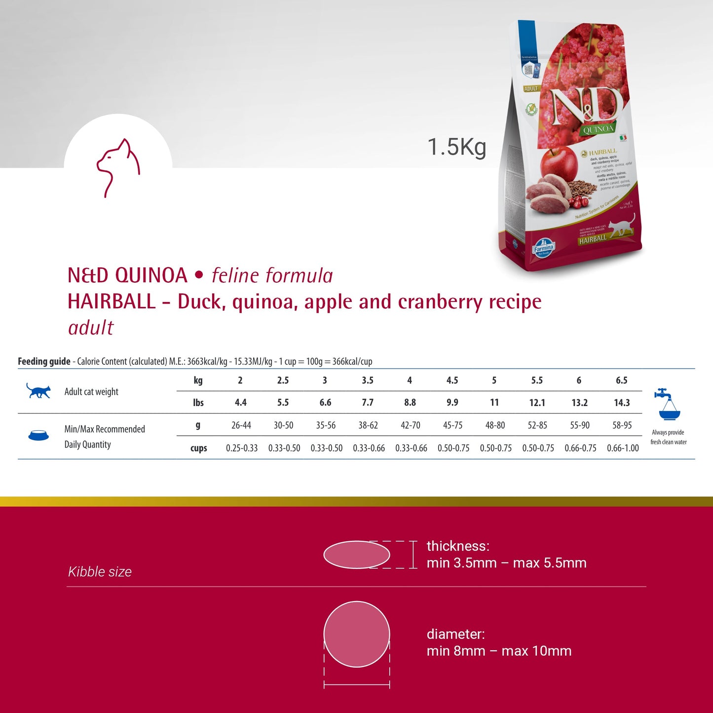 Farmina N&D Quinoa Hairball Dry Food For Adult Cat - 1.5 kg - Heads Up For Tails