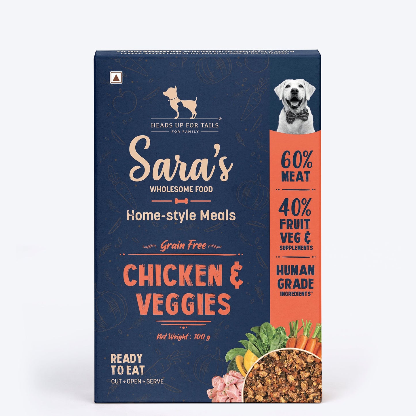 Sara's Wholesome Grain-Free Chicken & Veggies Dog Food for Dogs ‚¬€œ Human-Grade, Preservative-Free - Heads Up For Tails