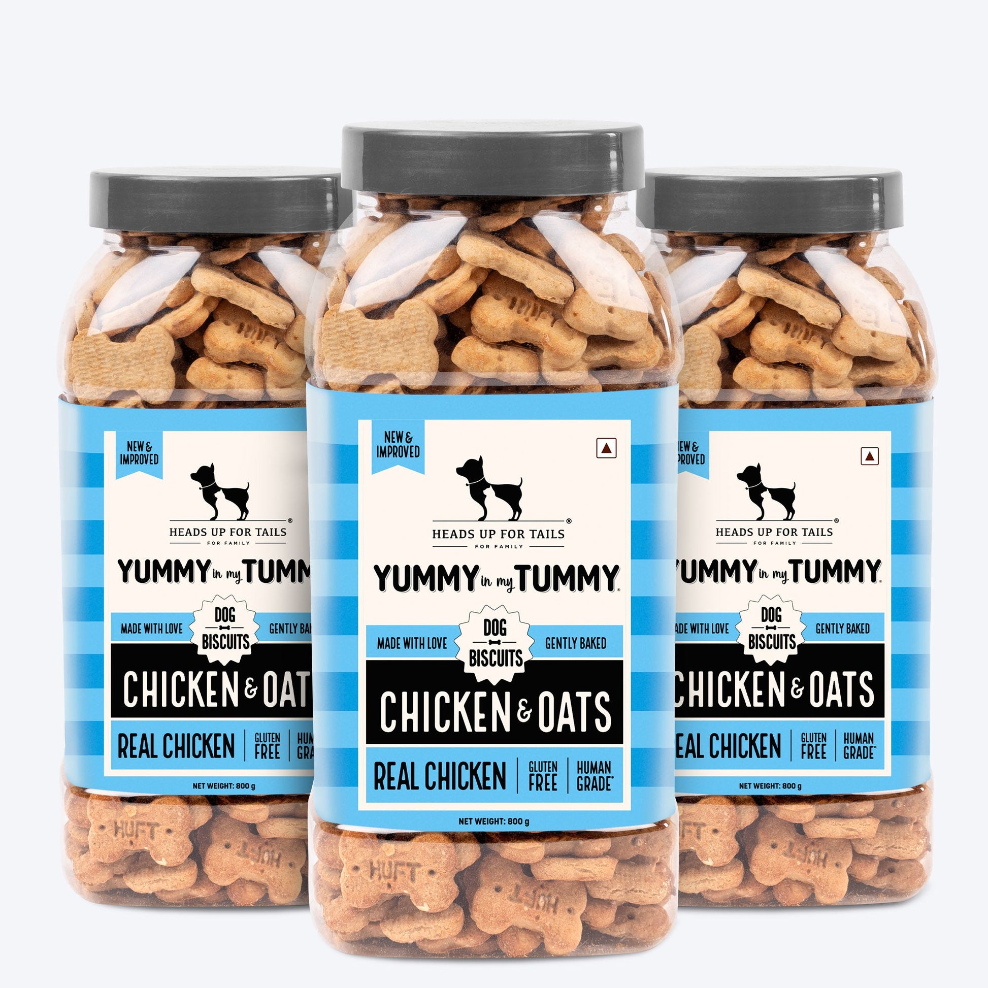 Heads Up for Tails Yummy in my Tummy Chicken & Oats dog biscuits, 800g, gluten-free, gently baked treats