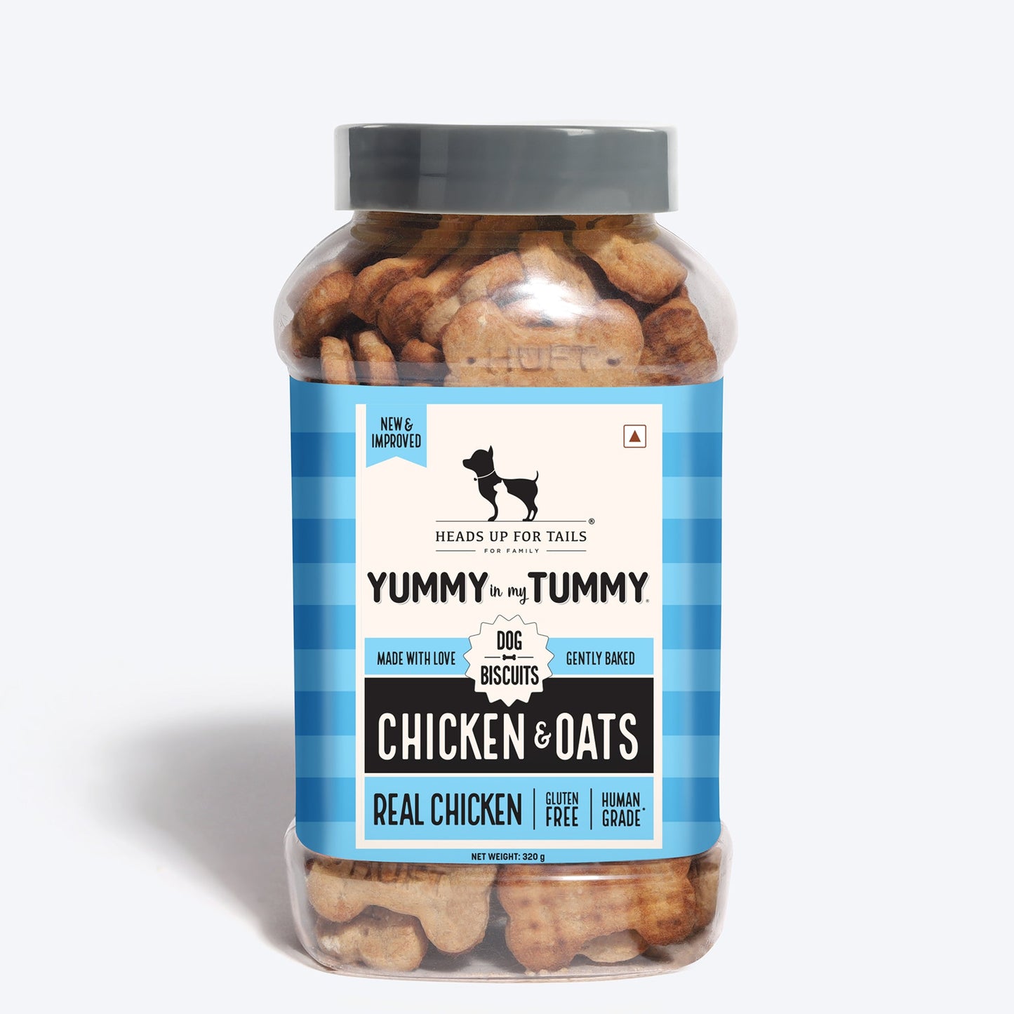 Heads Up for Tails Yummy in my Tummy Chicken & Oats dog biscuits, 320g, gluten-free, gently baked, real chicken