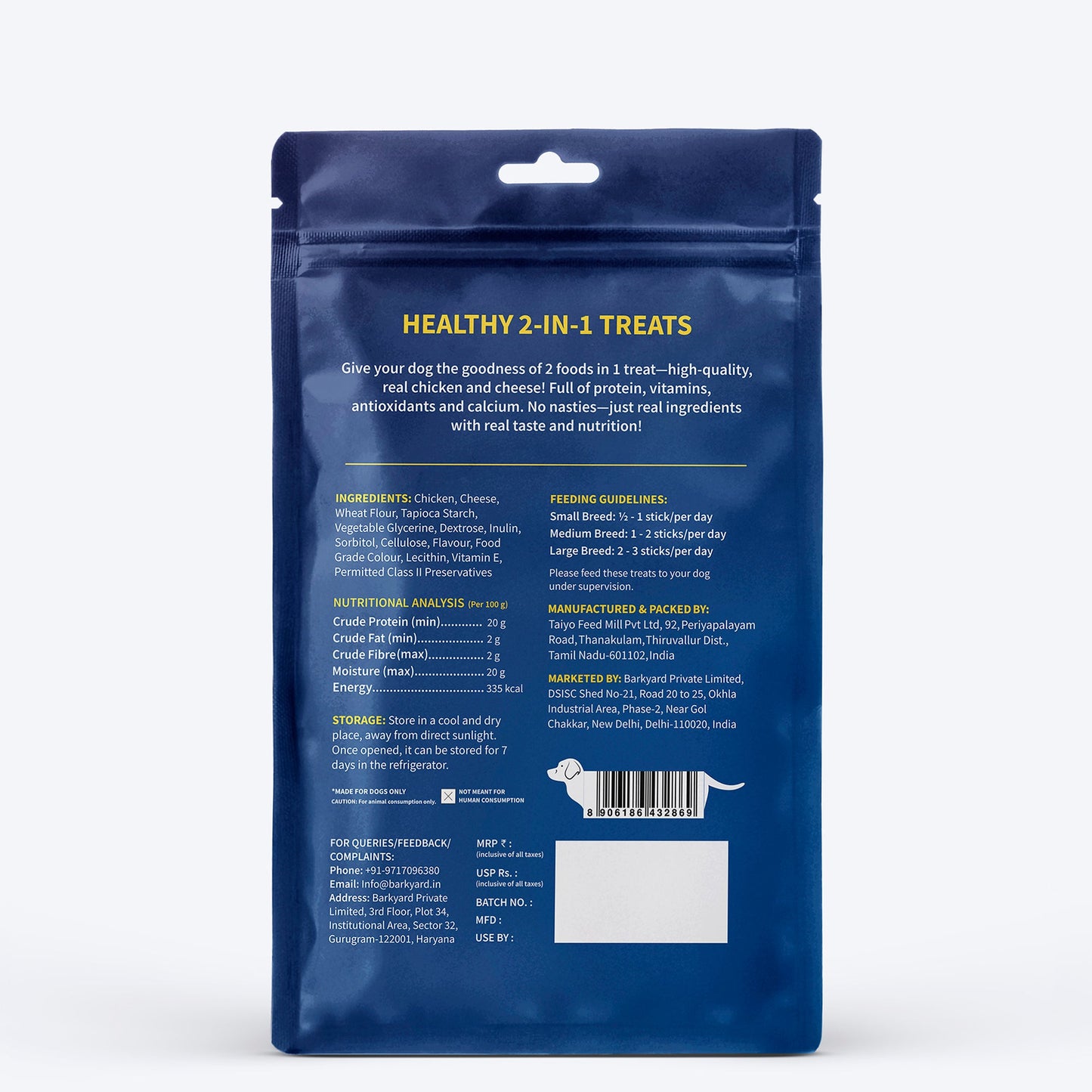 NutriWag Chicken & Cheese Duo Sticks Treats For Dog - 70 gm - Heads Up For Tails
