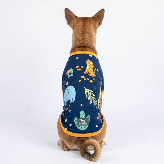 HUFT Wild One Printed T-Shirt For Dog - Navy Blue