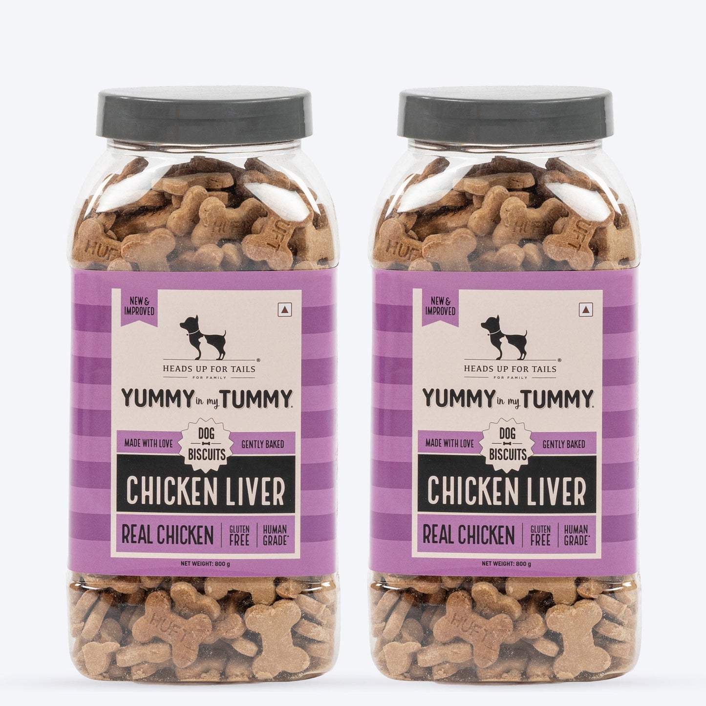 HUFT Yummy In My Tummy Chicken Liver Gluten-Free Dog Biscuits, 100% Human-Grade Ingredients (For All Breeds, Above 8 Weeks) - Heads Up For Tails