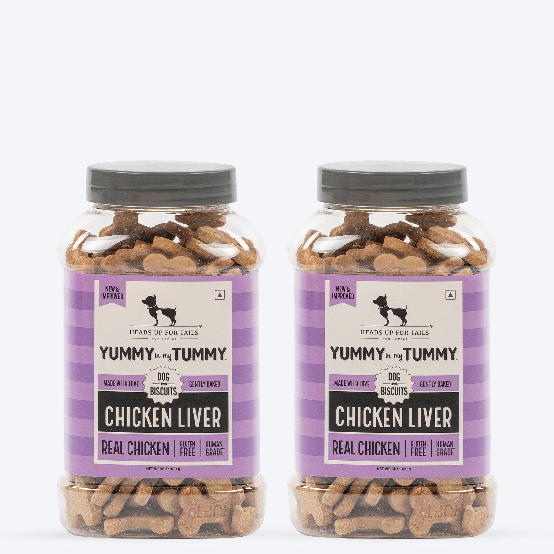 HUFT Yummy In My Tummy Chicken Liver Gluten-Free Dog Biscuits, 100% Human-Grade Ingredients (For All Breeds, Above 8 Weeks) - Heads Up For Tails
